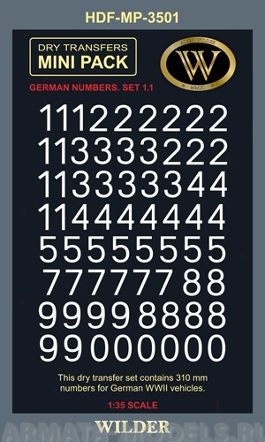 MP-3501 Немецкие номера для наземной техники. Сет 1.1 Сплошные, белые, высота 310 мм.
