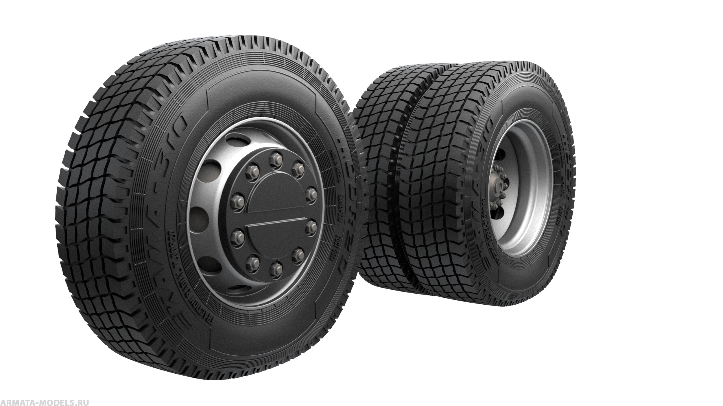 ARM35375 КамАЗ-43253 Набор шоссейных колес под нагрузкой КАМА-310(евро) (6 штук+запаска+балка)