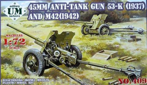 45mm Antitank guns 53-K (1937) and M42 (1942) UM