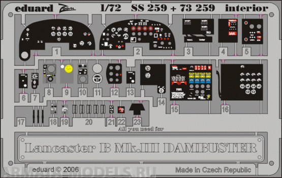 SS259 Фототравление Lancaster B Mk.III Dambuster interior For HASEGAWA  Kit