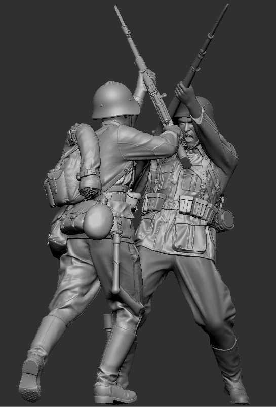 3014SOGA Схватка красноармейца с солдатом Вермахта. 1941-42 г. SOGA Miniatures