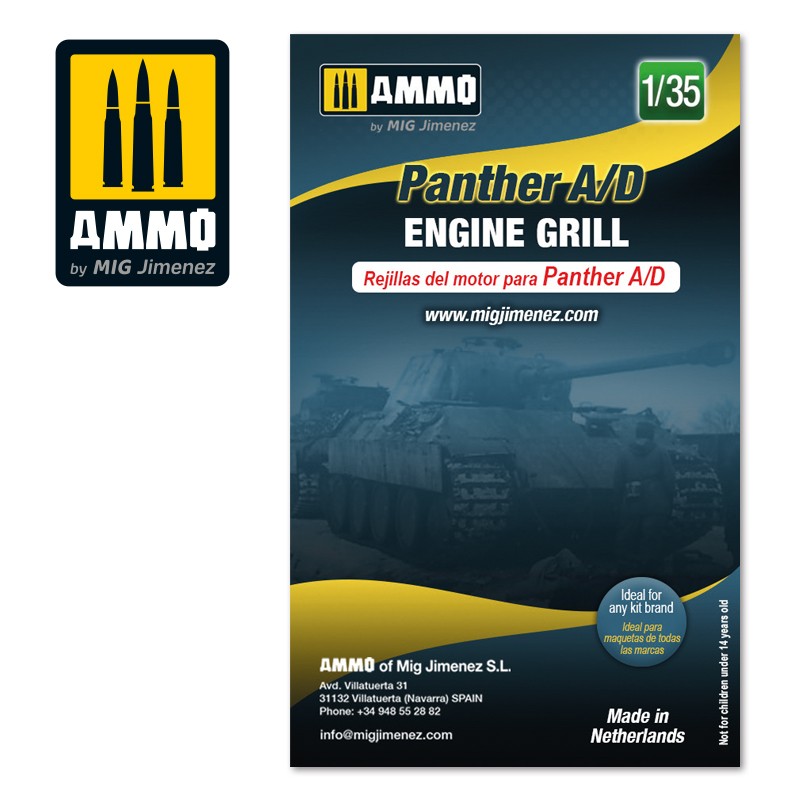 AMIG8089 Ammo Mig Набор решеток для  1/35 Panther A/D engine grilles Ammo Mig