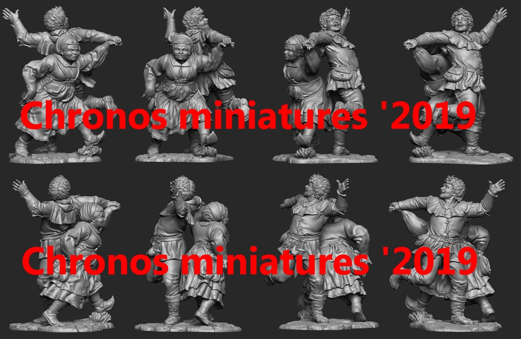 CHM-54181. Средневековые танцоры. 54 мм. Материал - смола. Chronos Miniatures