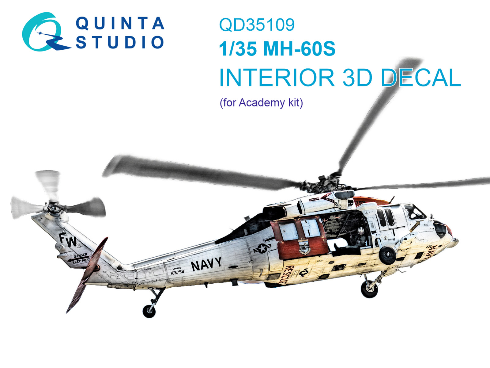QD35109 3D Декаль интерьера кабины MH-60S (Academy)