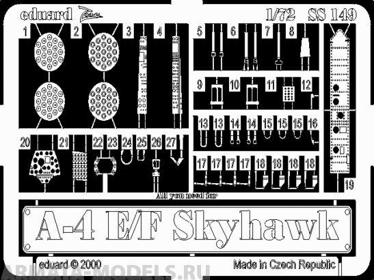 SS149 Фототравление A-4E/F for italeri kit (Eduard) 1/72