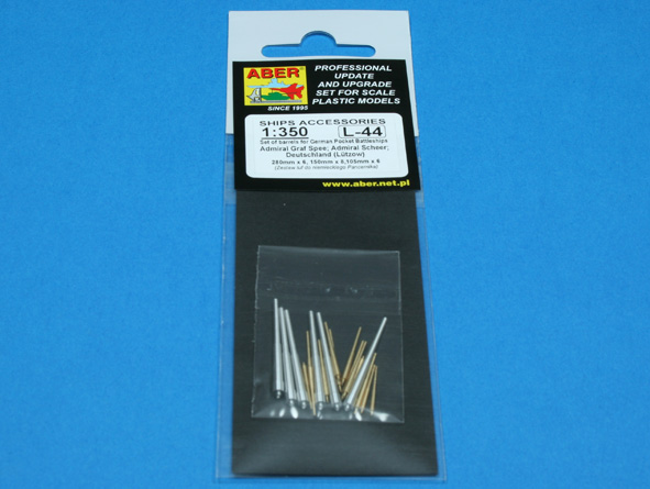 ABR-1:350-L-44  Дополнения для  Set of Barrels for Admiral Graf Spee class battleships 280mm x 6; 150mm x 8; 105mm x 6  для  1/350
