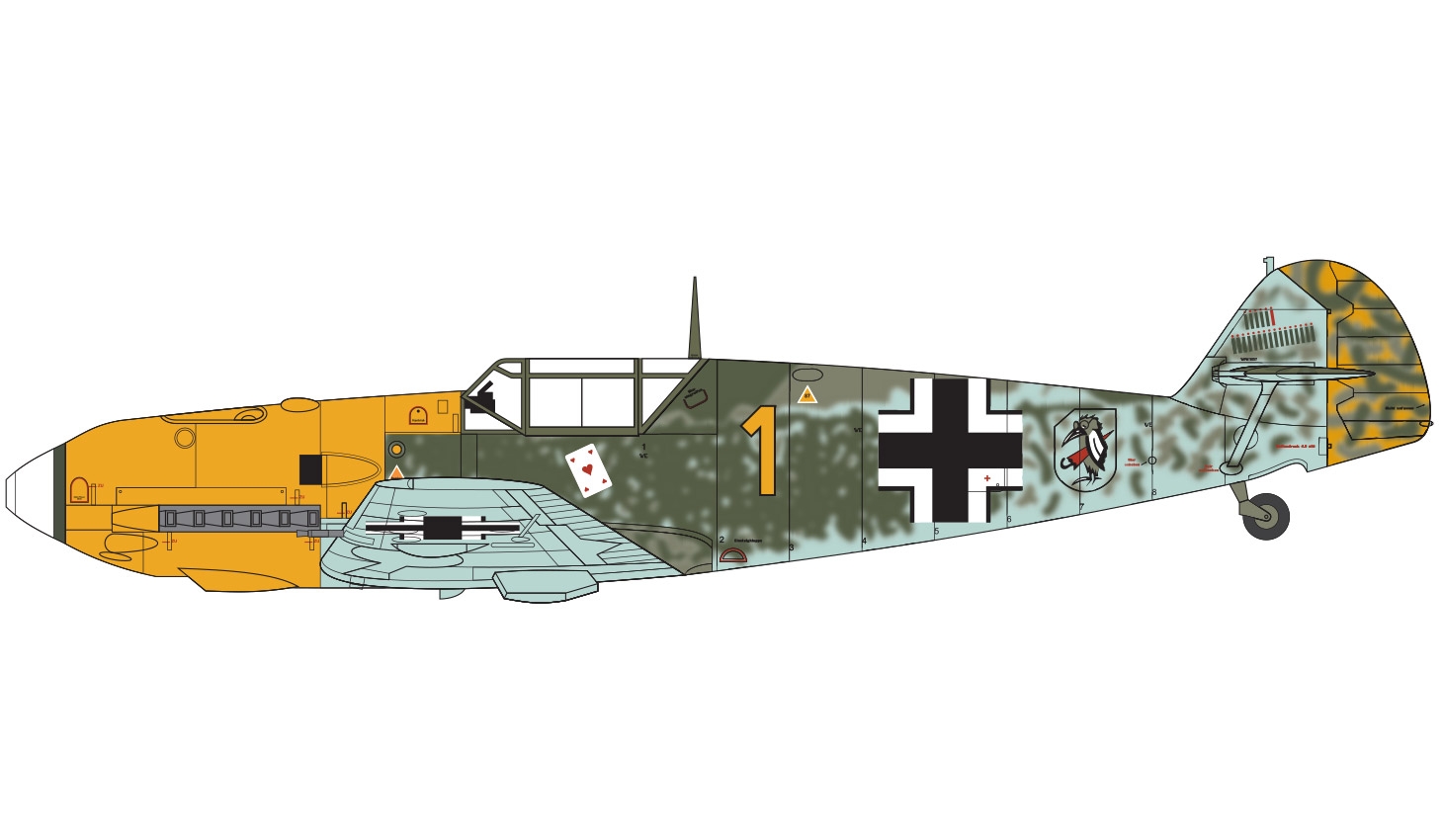 A05120B Самолет Messerschmitt Me109E-4/E-1 Airfix