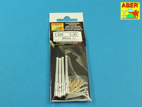 ABR-1:200-L-07  Дополнения для  Armament for japaneese battleship MIKASA 305mm x4, 152mm x14, 76mm x20, 37mm x12 для  1/200
