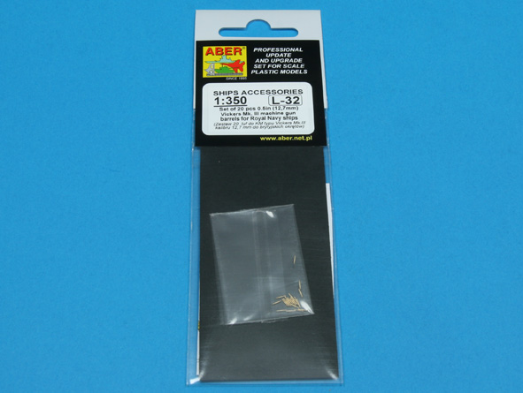 ABR-1:350-L-32  Дополнения для  Set of 20 pcs 0,5in (12,7mm) Vickers Mk.III machine gun barrels for Royal Navy ships для  1/350