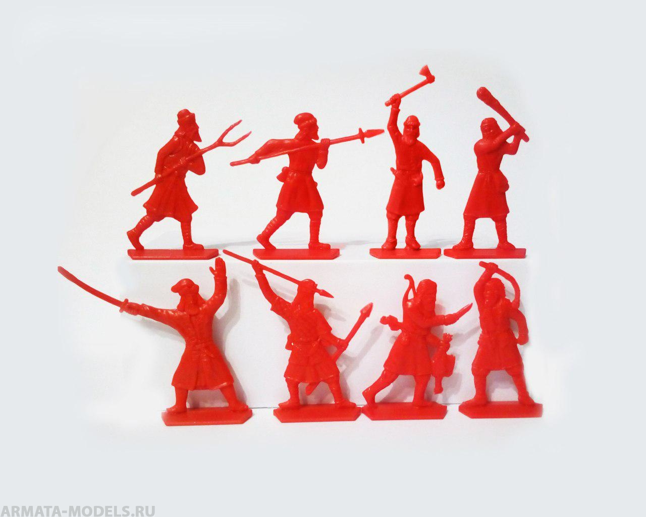 WAB003Red Набор фигур Крестьяне (красный) Воины и Битвы