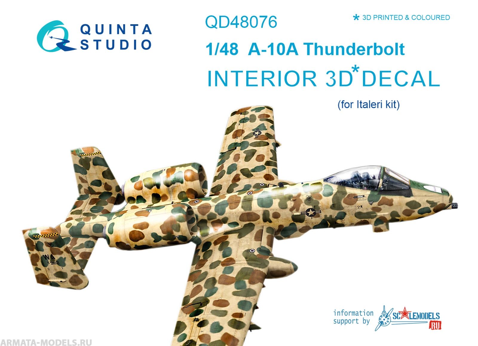 QD48076 3D Декаль интерьера кабины A-10A (для модели Italeri) Quinta Studio