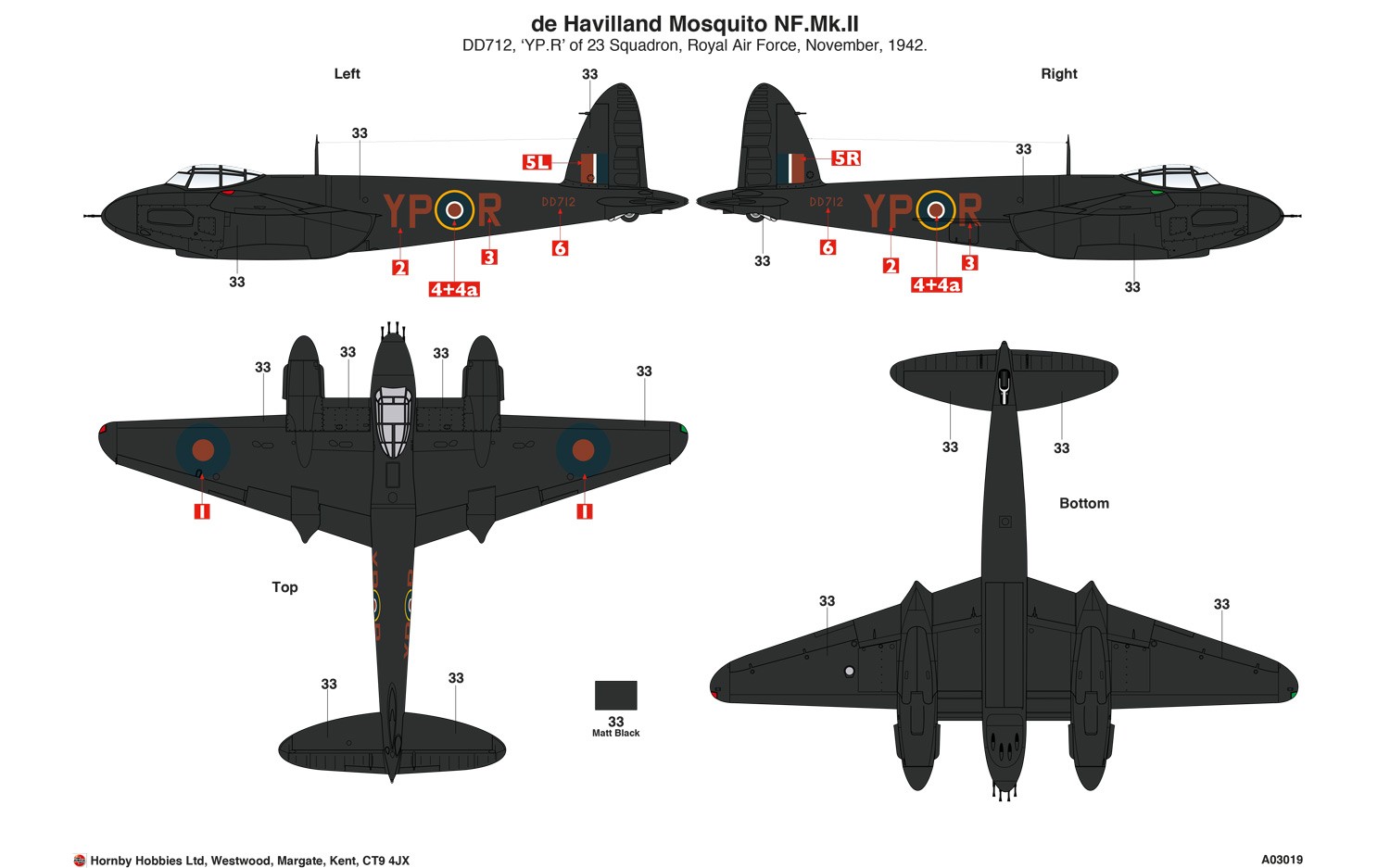 A03019 Самолет De Havilland Mosquito MkII/VI/XVIII Airfix