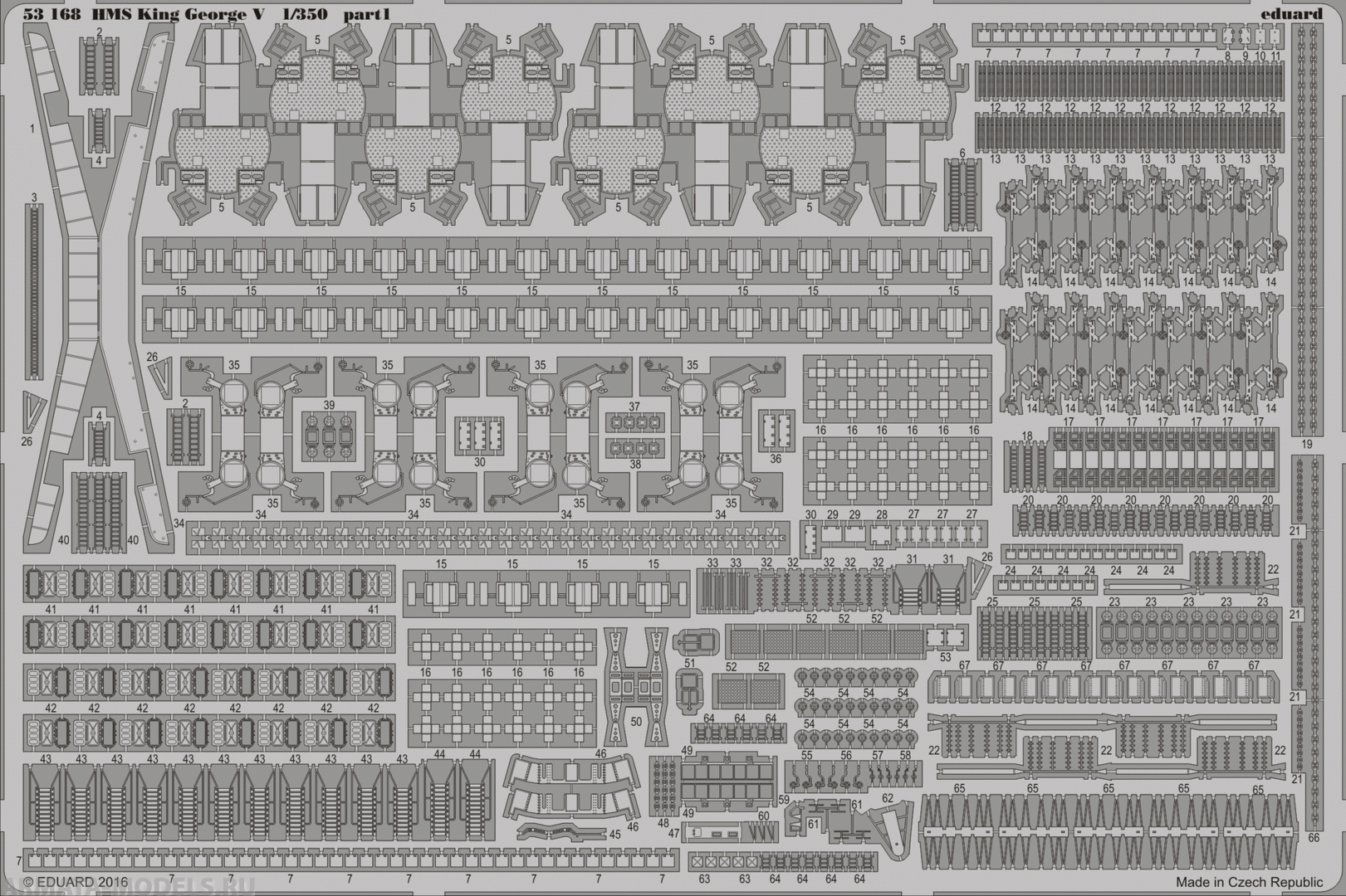 53168ED Комплект фототравления  SET 1/350 HMS King George V (TAM)