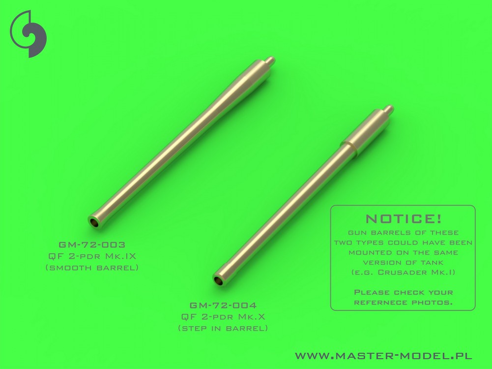 GM-72-003 Британский QF 2-pdr (40 мм) - версия Mk.IX (гладкий ствол) + наконечники Besa MG - для Crusader Mk.I / II, Early Valentine, Matilda II и других ББМ