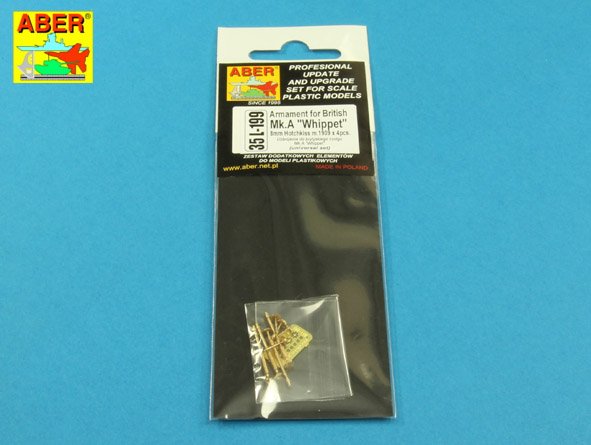 ABR-35-L-199  Дополнения для  Armament for British WWI Medium Tank Mk.A Whippet 8mm Hotchkiss m.1909 x 4pcs. универсальный набор 1/35