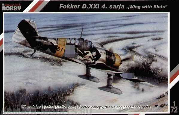 SH72116  Самолет Fokker D.XXI 4. sarja Wing with Slots Special Hobby