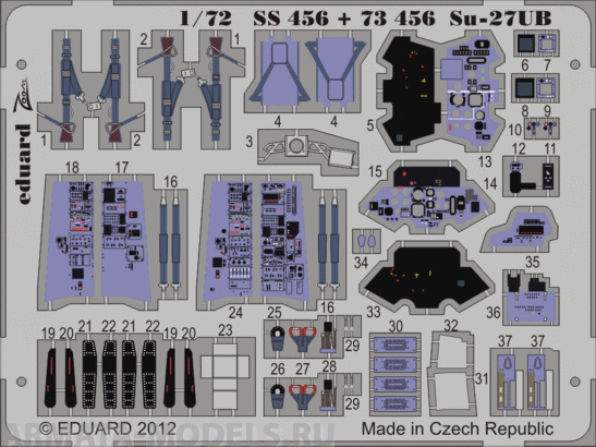 SS456 Фототравление Su-27UB interior S.A. for Trumpeter kit