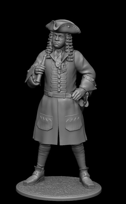 CHM-54291.  Шведский артиллерийский офицер, начало 18 века. 54 мм. Материал - смола. Chronos Miniatures
