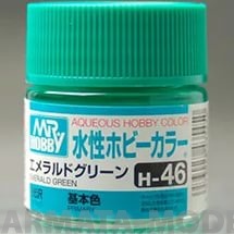 H046 Краска водоразбавляемая художественная т.м. MR.HOBBY 10мл EMERALD GREEN