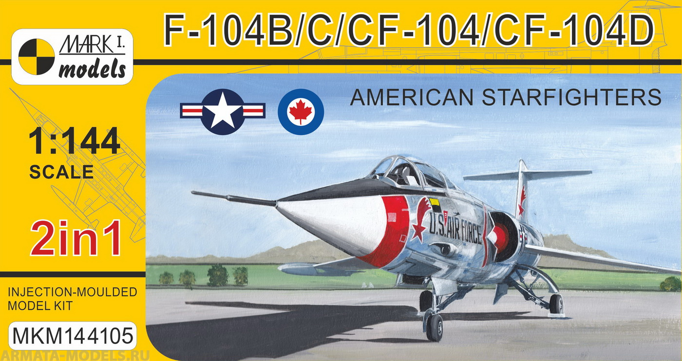 MKM144105 Самолет Lockheed F-104B/C/D/CF American Starfighters (2in1)  (MARK I Models) 1/144 Mark I Models