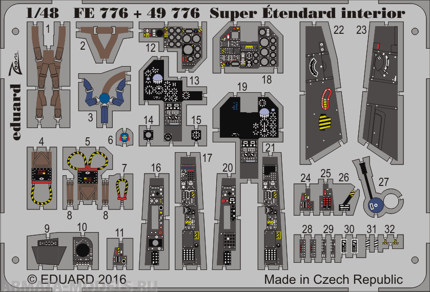 49776 Фототравление Super Etendard interior for kinetic kit