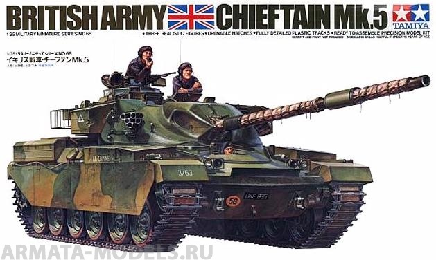 35068T Английский танк Chieftain Mk.5 1960г. с 120-мм пушкой и 3 фигурами Tamiya