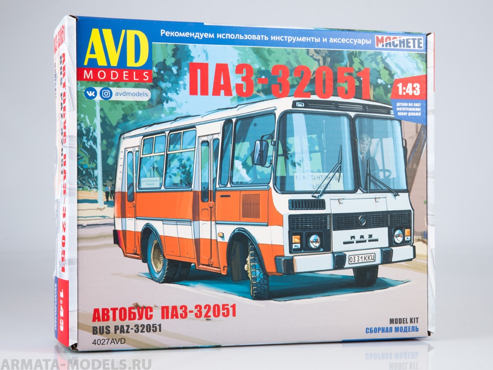 4027AVD Сборная модель ПАЗ-32051 городской AVD Models