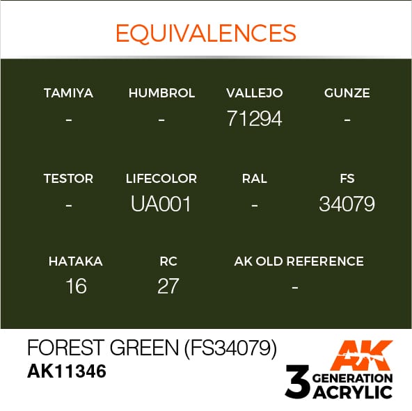 AK11346 Краска акриловая 3Gen Forest Green (FS34079)