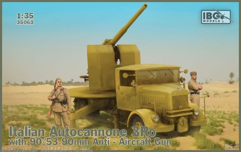 IBG35063 Машина с орудием Italian Autocannone 3Rowith 90/53 90mm Anti-Aircraft Gun IBG models