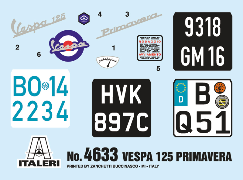 4633ИТ Скутер VESPA 125 PRIMAVERA Italeri