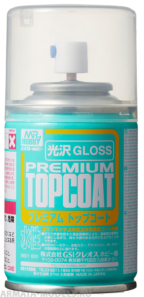 B-601 Финишный глянцевый лак премиум класса MR.HOBBY  MR.PREMIUM TOPCOAT GLOSS 88мл