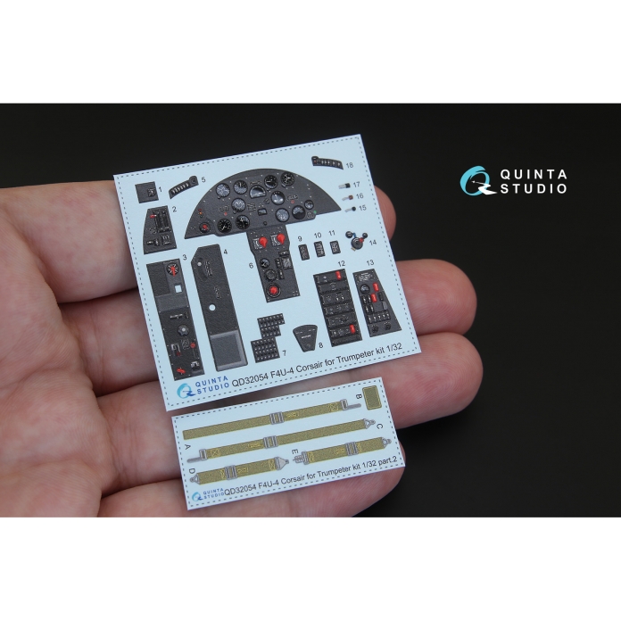 QD32054 3D Декаль интерьера кабины F4U-4 (для модели Trumpeter)