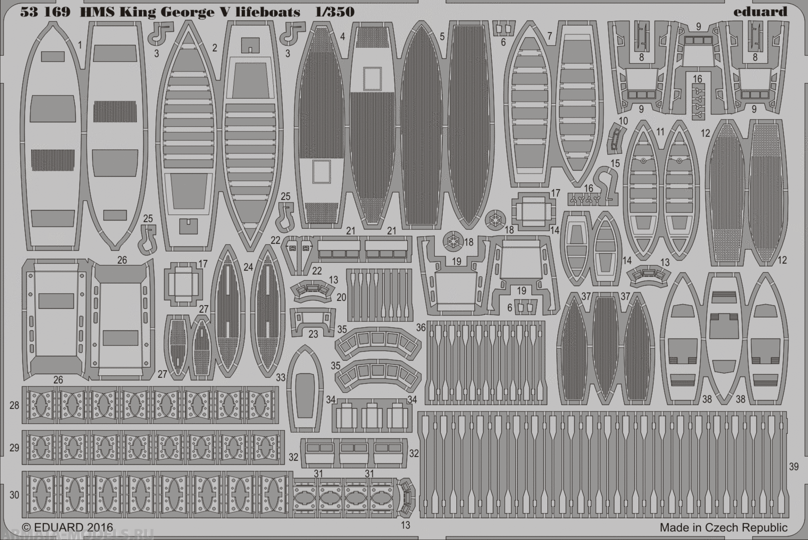 53169ED Комплект фототравления SET 1/350 HMS King George V lifeboats (TAM)