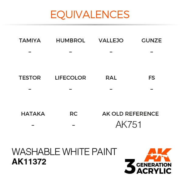 AK11372 Краска акриловая 3Gen Washable White Paint