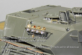 MM3537 Дымовые мортиры (заряженные). Для  Leopard 1, Leopard 2 (и машин на их базе) , Marder, Luchs, Fuchs и американской техники, эксплуатировавшейся в Бундесвере. В комплекте 8 мортир.