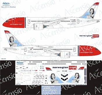 788-008 Декаль для самолета Boeing 787-8 Norwegian 1/144